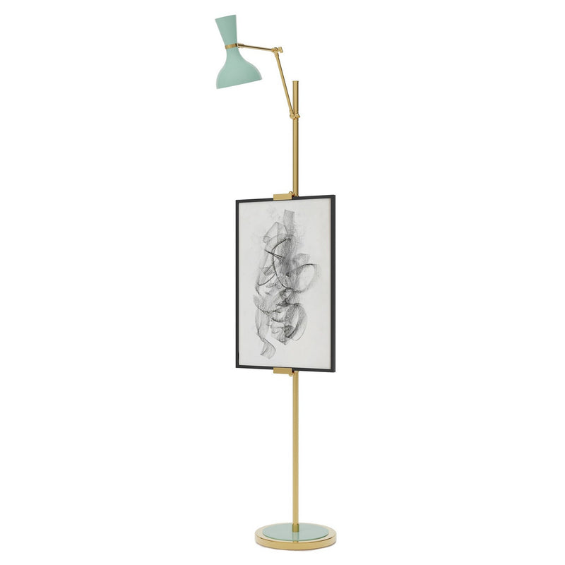 Robert Abbey MN16MN One Light Floor Easel, Modern Brass w/Mint Painted