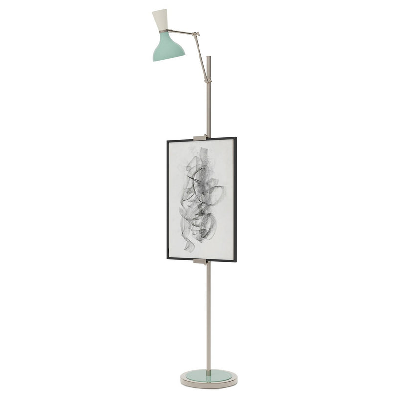 Robert Abbey MN17LY One Light Floor Easel, Polished Nickel w/Mint, Lily Painted