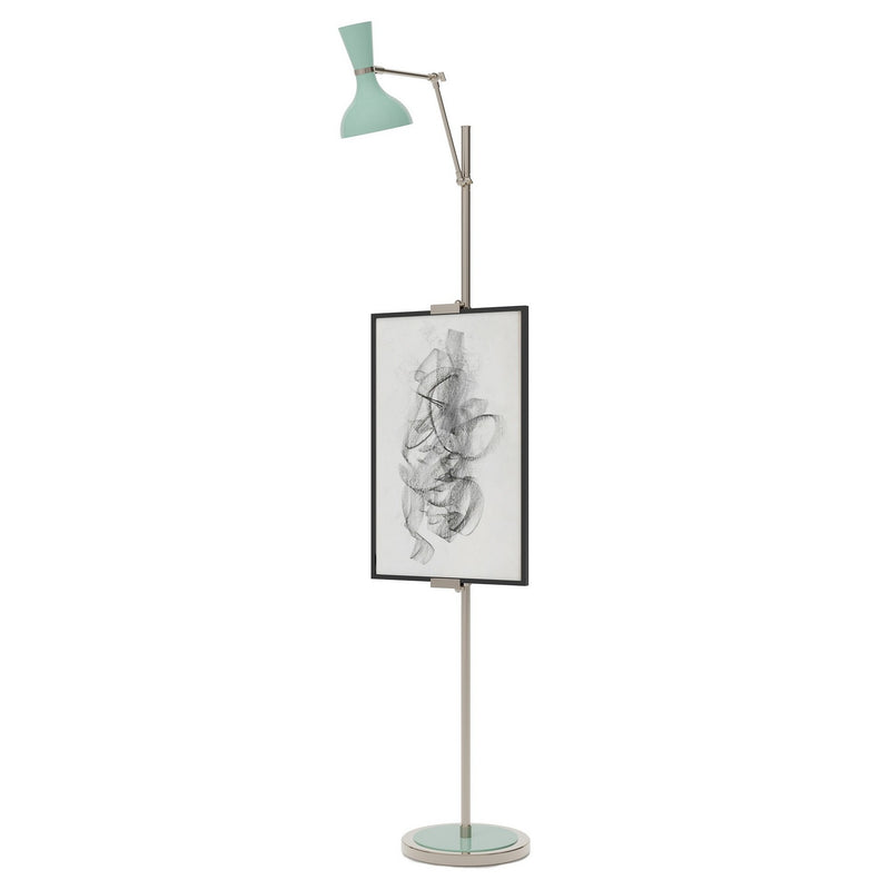 Robert Abbey MN17MN One Light Floor Easel, Polished Nickel w/Mint Painted