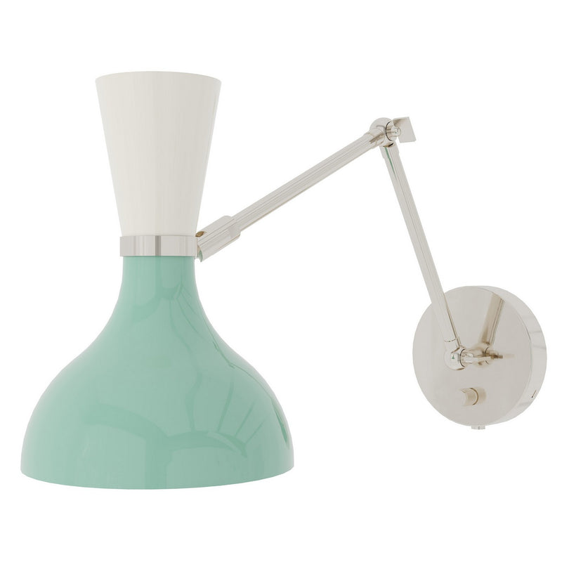 Robert Abbey MN19LY One Light Wall Sconce, Polished Nickel w/Mint, Lily Painted