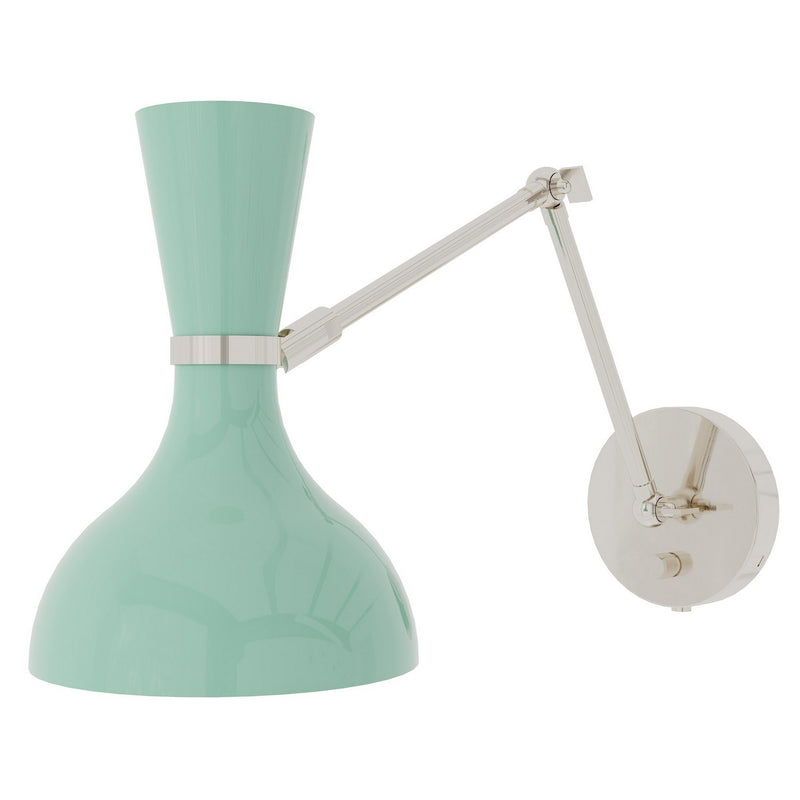 Robert Abbey MN19MN One Light Wall Sconce, Polished Nickel w/Mint Painted