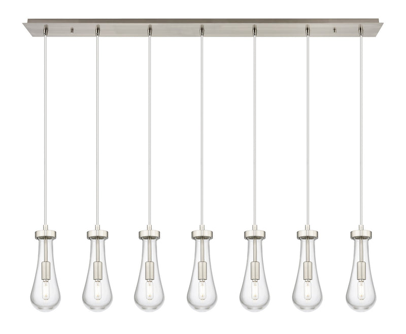 Innovations 127-451-1P-SN-G451-4CL Seven Light Linear Pendant, Brushed Satin Nickel