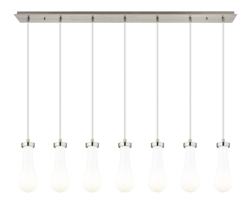 Innovations 127-451-1P-SN-G451-4GWH Seven Light Linear Pendant, Brushed Satin Nickel