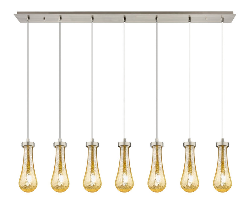 Innovations 127-451-1P-SN-G451-4ME Seven Light Linear Pendant, Brushed Satin Nickel