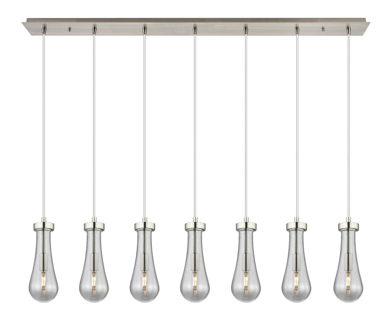 Innovations 127-451-1P-SN-G451-4SM Seven Light Linear Pendant, Brushed Satin Nickel