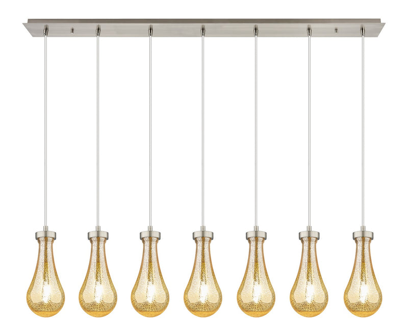 Innovations 127-451-1P-SN-G451-5ME Seven Light Linear Pendant, Brushed Satin Nickel