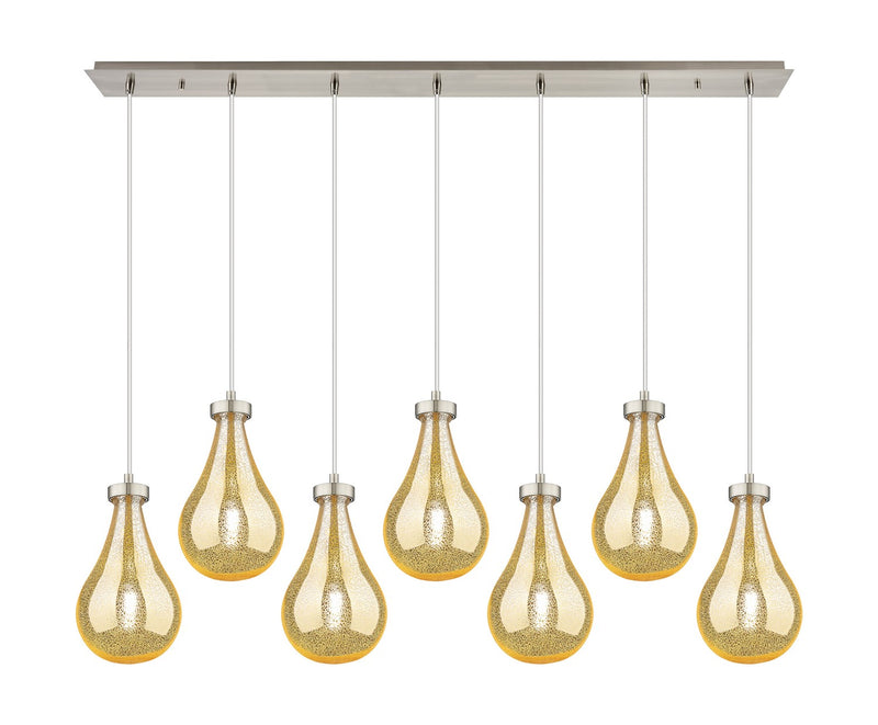 Innovations 127-451-1P-SN-G451-7ME Seven Light Linear Pendant, Brushed Satin Nickel