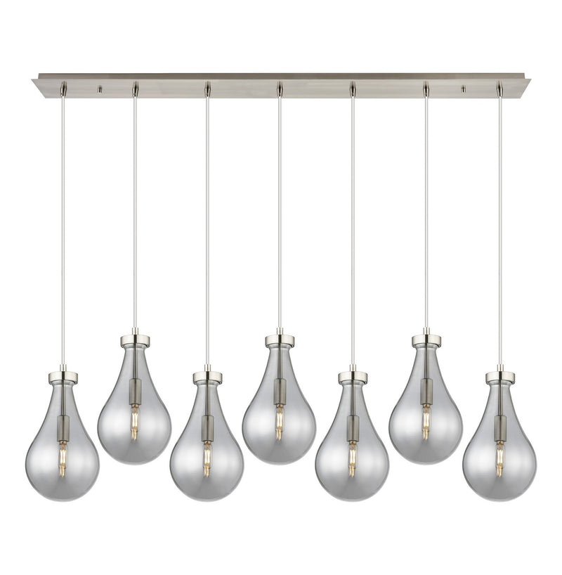 Innovations 127-451-1P-SN-G451-7SM Seven Light Linear Pendant, Brushed Satin Nickel