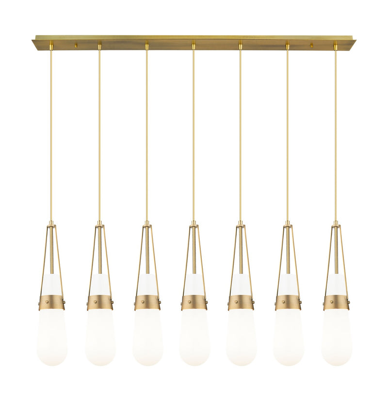 Innovations 127-452-1P-BB-G452-4GWH Seven Light Linear Pendant, Brushed Brass