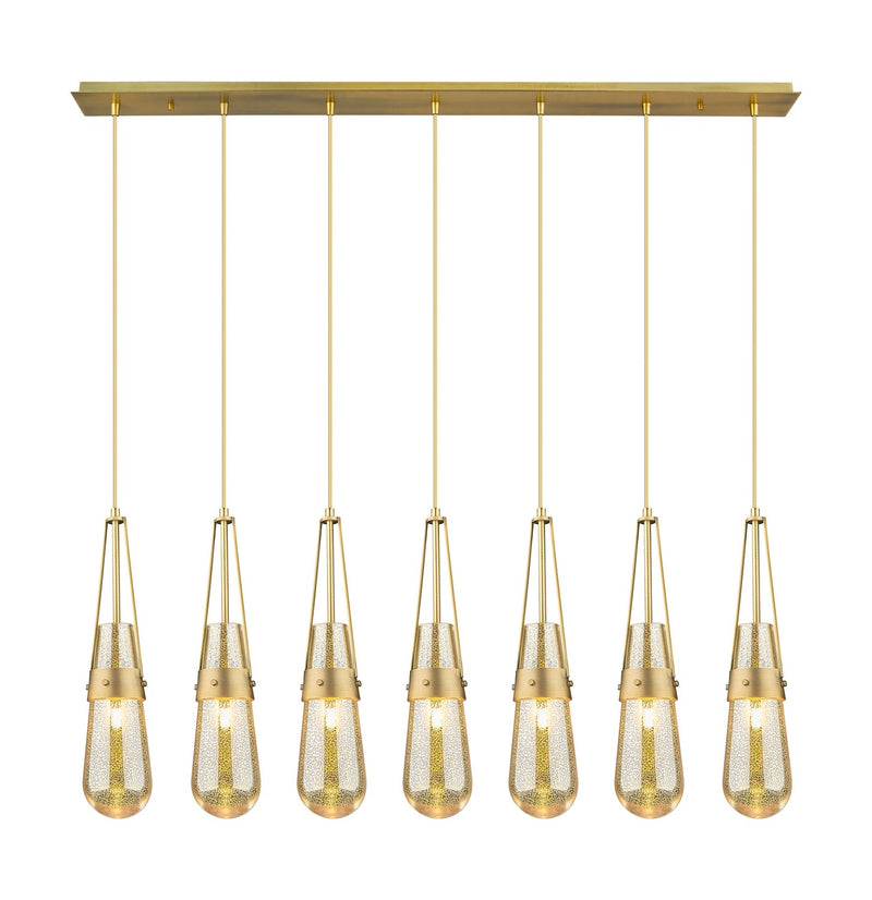 Innovations 127-452-1P-BB-G452-4ME Seven Light Linear Pendant, Brushed Brass