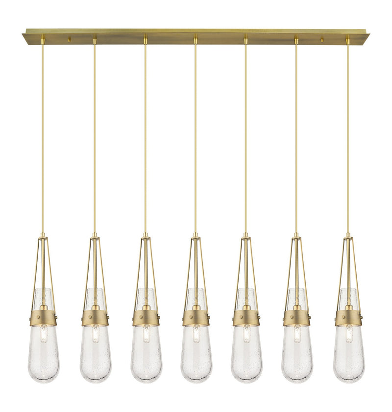 Innovations 127-452-1P-BB-G452-4SDY Seven Light Linear Pendant, Brushed Brass