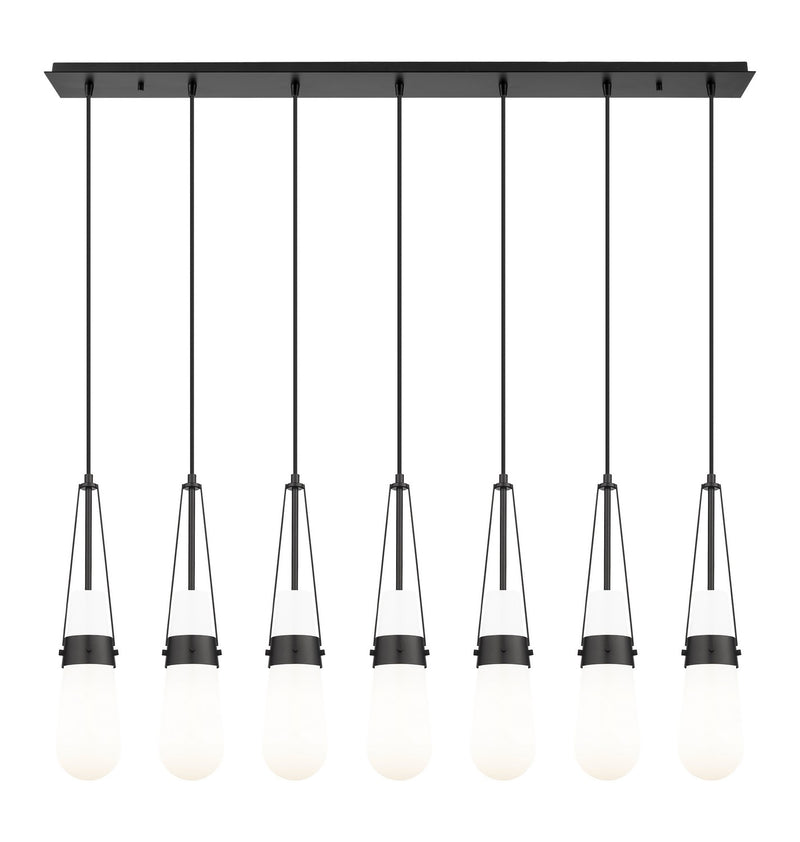 Innovations 127-452-1P-BK-G452-4GWH Seven Light Linear Pendant, Matte Black