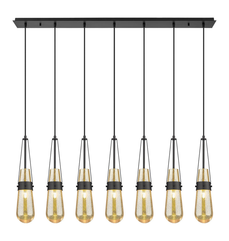 Innovations 127-452-1P-BK-G452-4ME Seven Light Linear Pendant, Matte Black