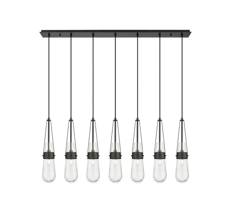 Innovations 127-452-1P-BK-G452-4SDY Seven Light Linear Pendant, Matte Black