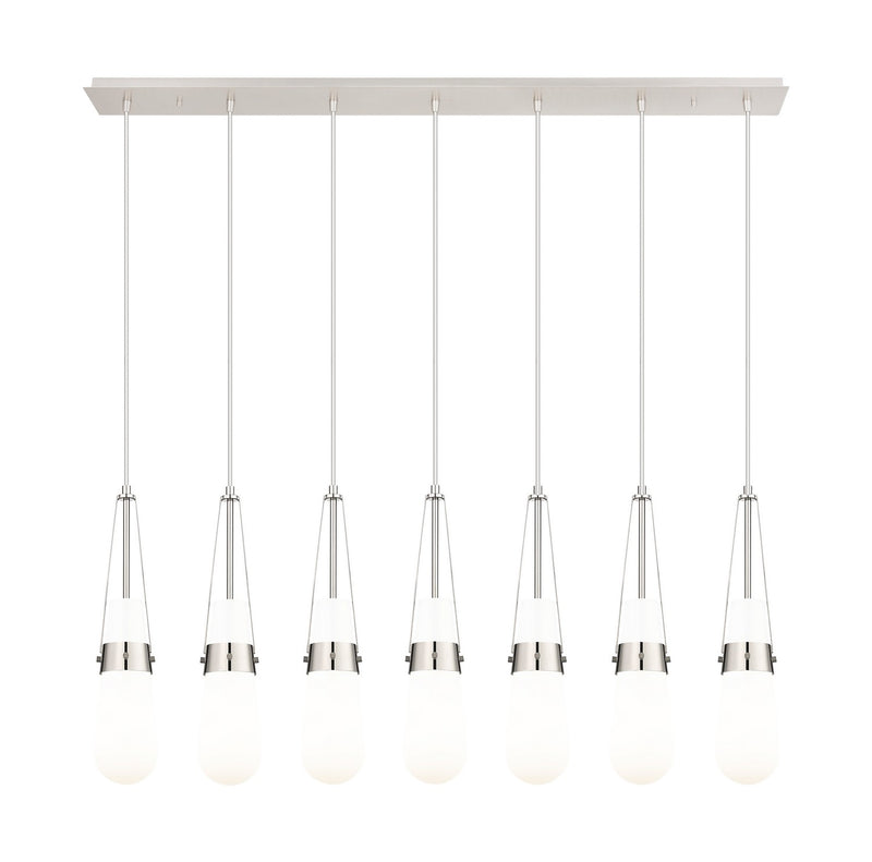 Innovations 127-452-1P-PN-G452-4GWH Seven Light Linear Pendant, Polished Nickel