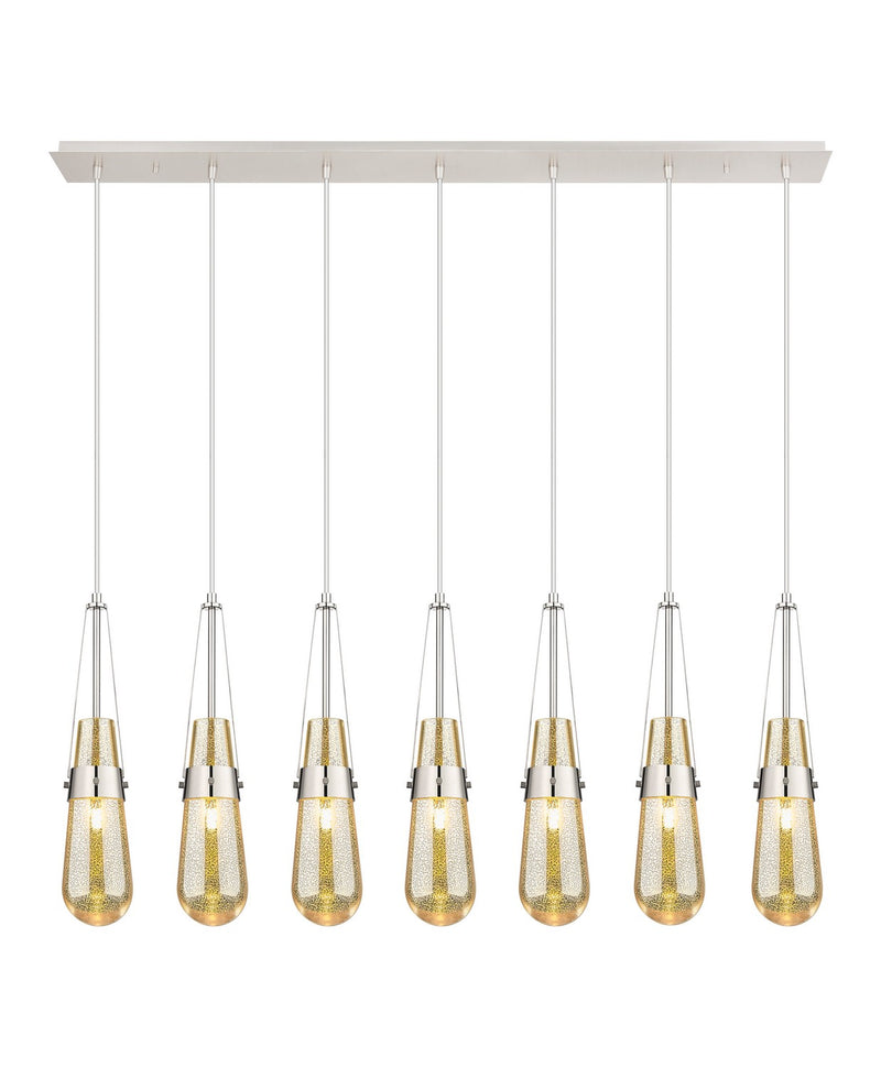 Innovations 127-452-1P-PN-G452-4ME Seven Light Linear Pendant, Polished Nickel