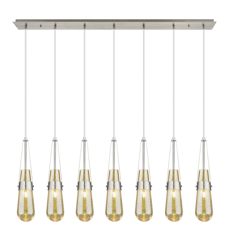 Innovations 127-452-1P-SN-G452-4ME Seven Light Linear Pendant, Brushed Satin Nickel