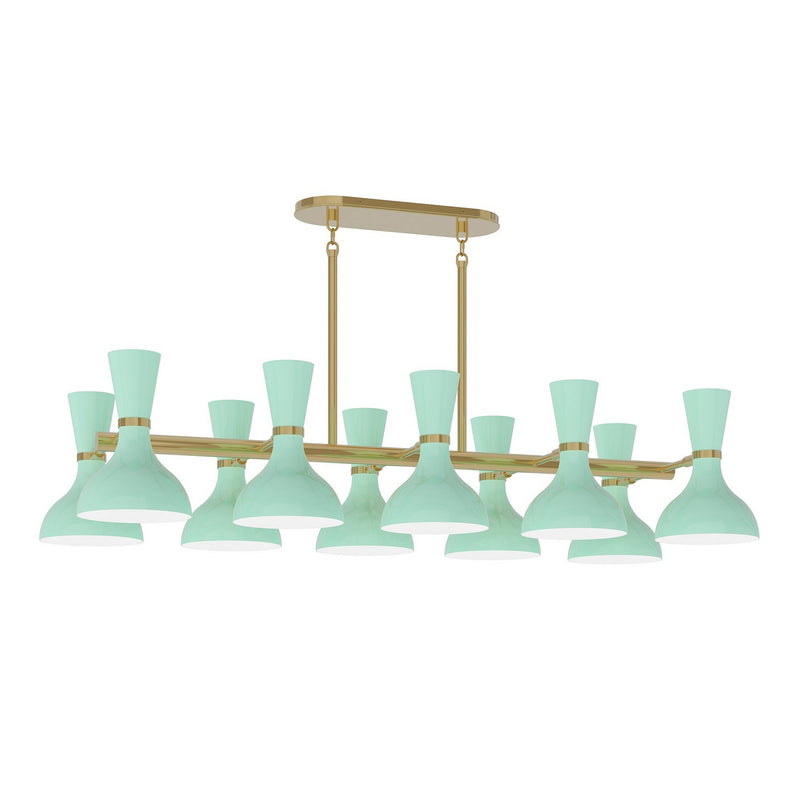 Robert Abbey MN20MN Ten Light Chandelier, Modern Brass w/Mint Painted