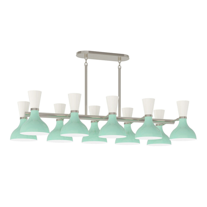 Robert Abbey MN21LY Ten Light Chandelier, Polished Nickel w/Mint, Lily Painted