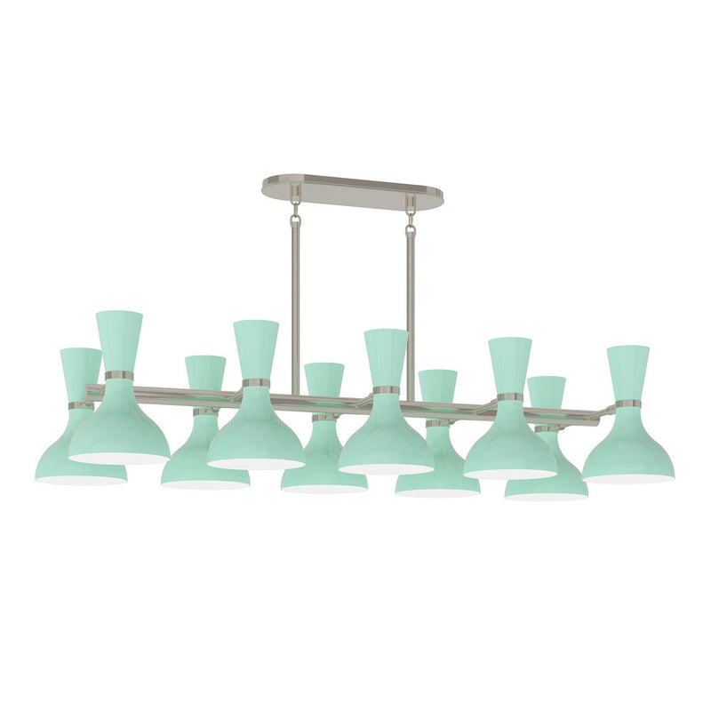 Robert Abbey MN21MN Ten Light Chandelier, Polished Nickel w/Mint Painted