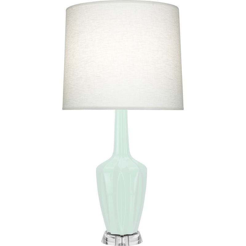 Robert Abbey MN37 One Light Table Lamp, Mint Glazed Ceramic w/Polished Nickel