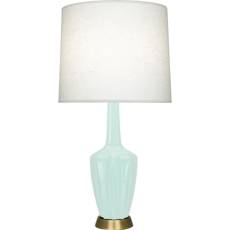 Robert Abbey MN38 One Light Table Lamp, Mint Glazed Ceramic w/Warm Brass