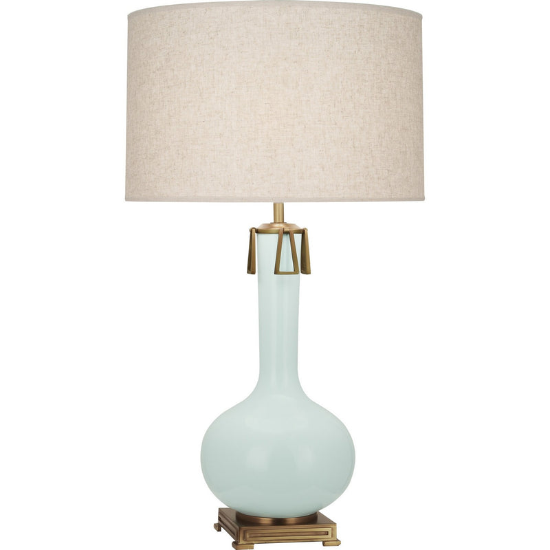 Robert Abbey MN992 One Light Table Lamp, Mint Glazed Ceramic w/Aged Brass