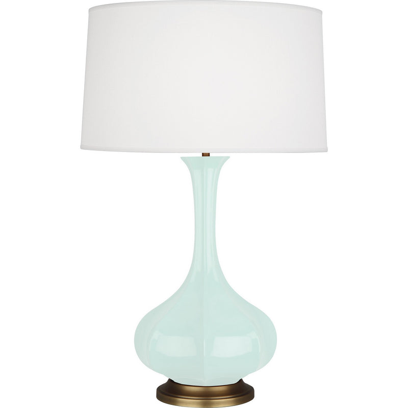 Robert Abbey MN994 One Light Table Lamp, Mint Glazed Ceramic w/Aged Brass