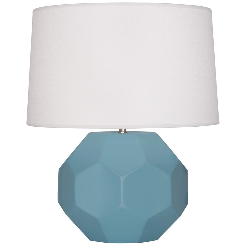 Robert Abbey MOB01 One Light Table Lamp, Matte Steel Blue Glazed Ceramic