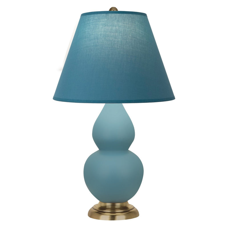 Robert Abbey MOB50B One Light Accent Lamp, Matte Steel Blue Glazed Ceramic w/Antique Natural Brass