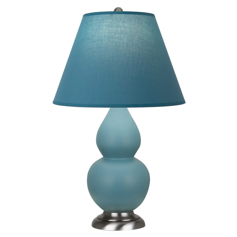 Robert Abbey MOB52B One Light Accent Lamp, Matte Steel Blue Glazed Ceramic w/Antique Silver
