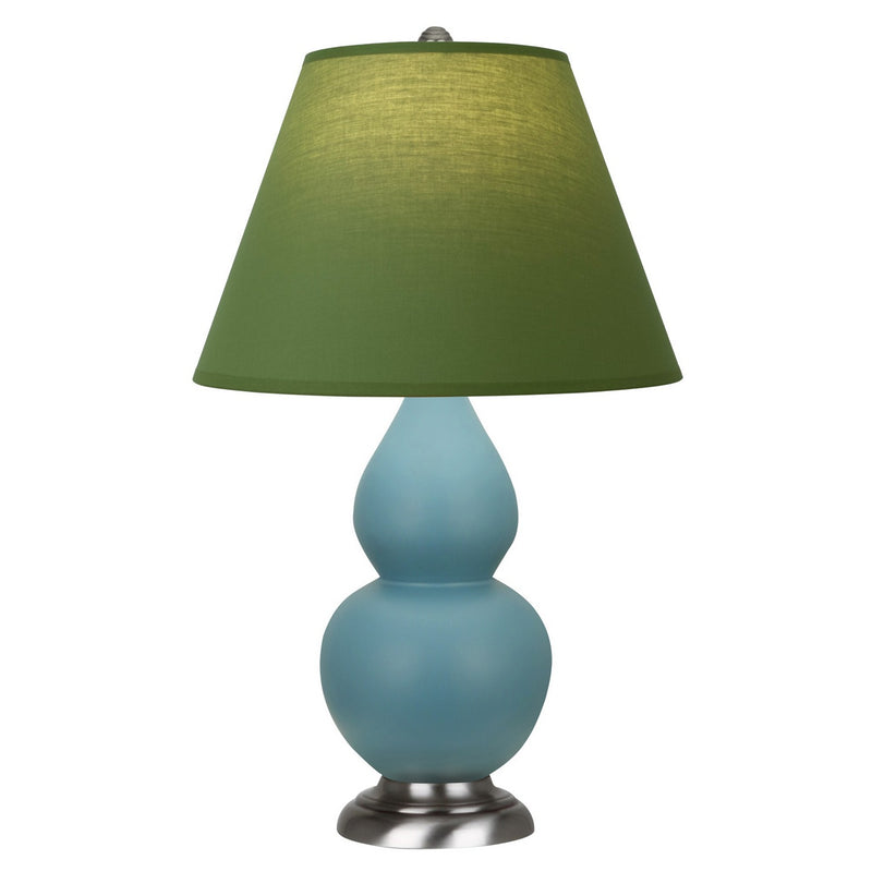 Robert Abbey MOB52G One Light Accent Lamp, Matte Steel Blue Glazed Ceramic w/Antique Silver