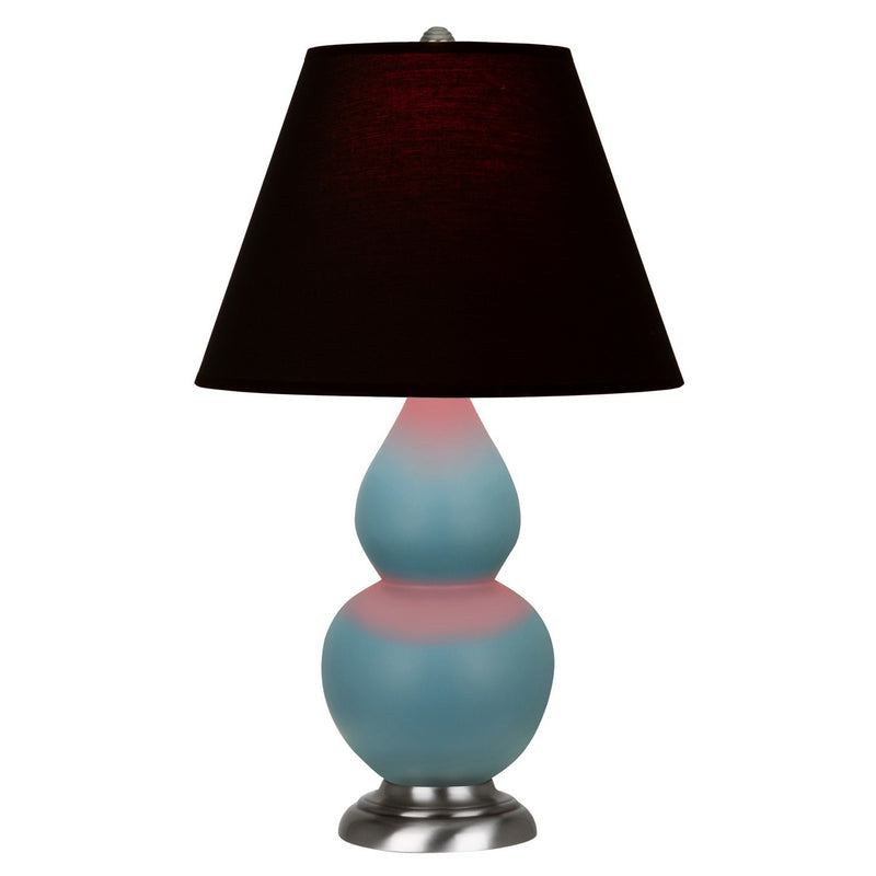 Robert Abbey MOB52K One Light Accent Lamp, Matte Steel Blue Glazed Ceramic w/Antique Silver