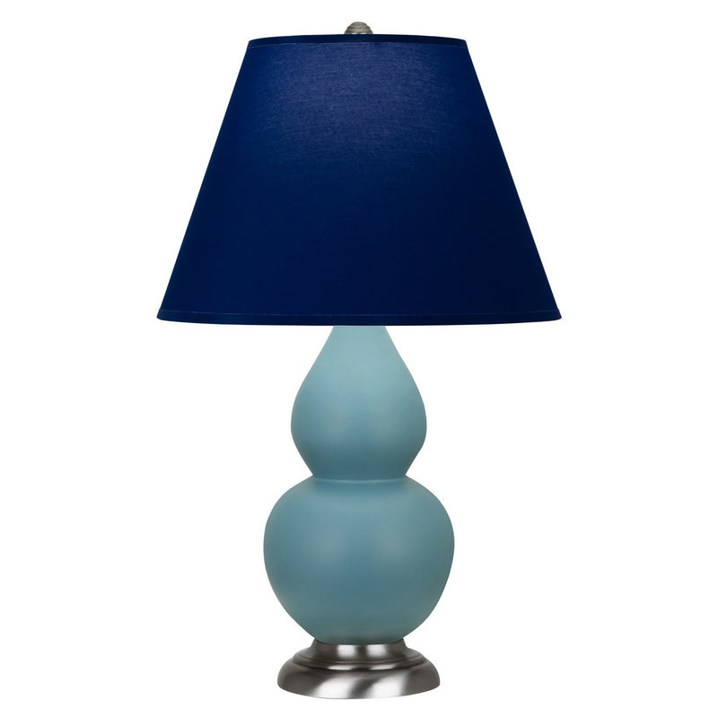 Robert Abbey MOB52N One Light Accent Lamp, Matte Steel Blue Glazed Ceramic w/Antique Silver