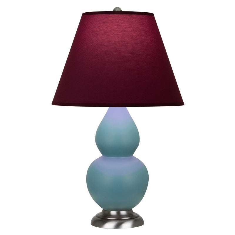 Robert Abbey MOB52P One Light Accent Lamp, Matte Steel Blue Glazed Ceramic w/Antique Silver