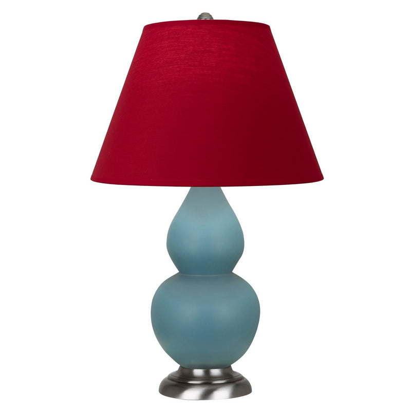 Robert Abbey MOB52R One Light Accent Lamp, Matte Steel Blue Glazed Ceramic w/Antique Silver