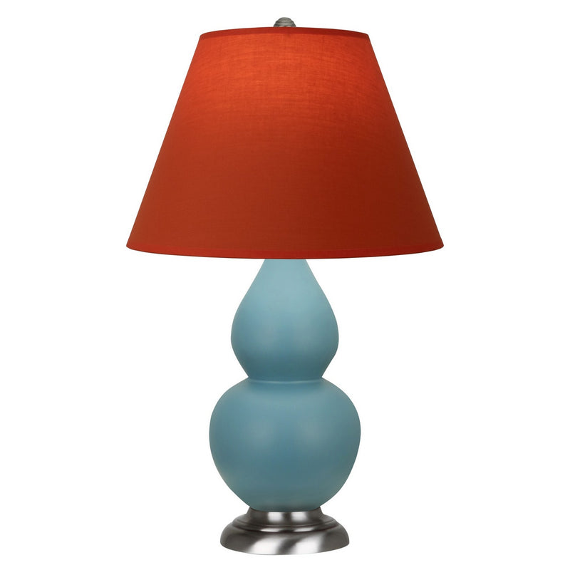 Robert Abbey MOB52T One Light Accent Lamp, Matte Steel Blue Glazed Ceramic w/Antique Silver