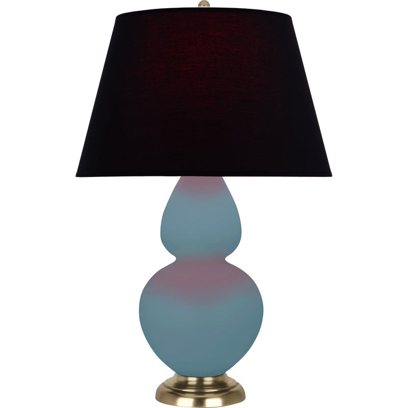 Robert Abbey MOB55K One Light Table Lamp, Matte Steel Blue Glazed Ceramic w/Antique Natural Brass