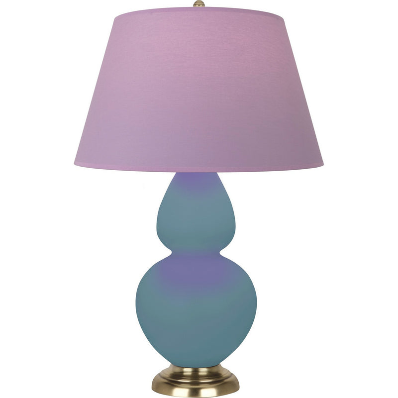 Robert Abbey MOB55L One Light Table Lamp, Matte Steel Blue Glazed Ceramic w/Antique Natural Brass