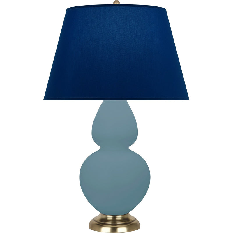Robert Abbey MOB55N One Light Table Lamp, Matte Steel Blue Glazed Ceramic w/Antique Natural Brass