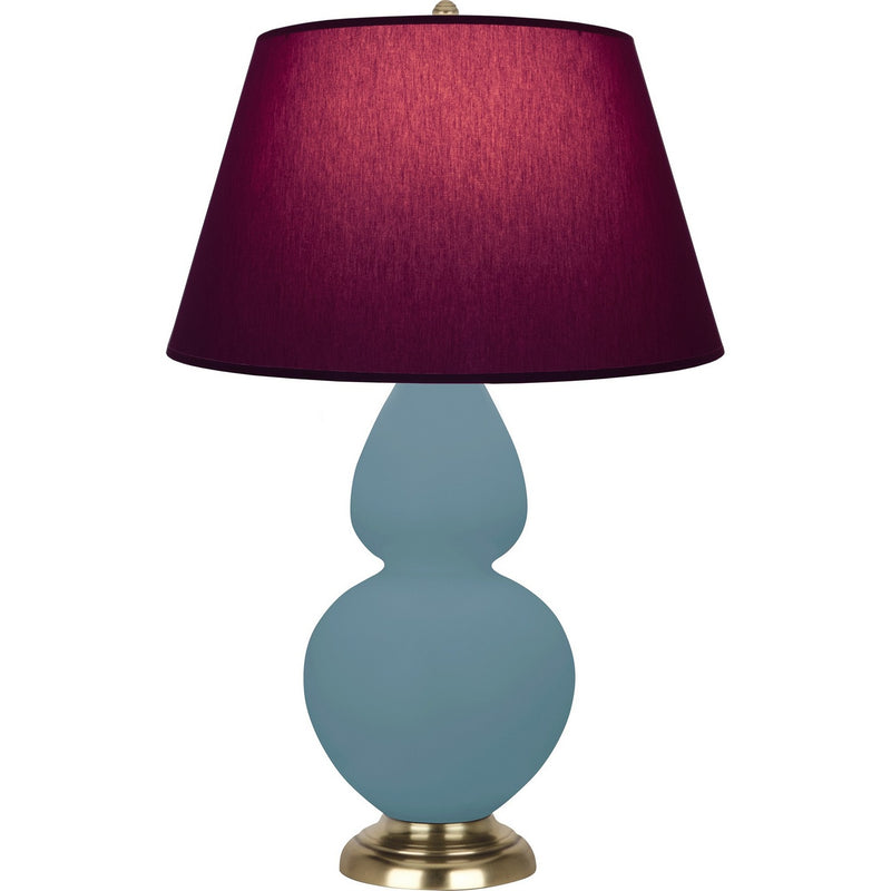 Robert Abbey MOB55P One Light Table Lamp, Matte Steel Blue Glazed Ceramic w/Antique Natural Brass