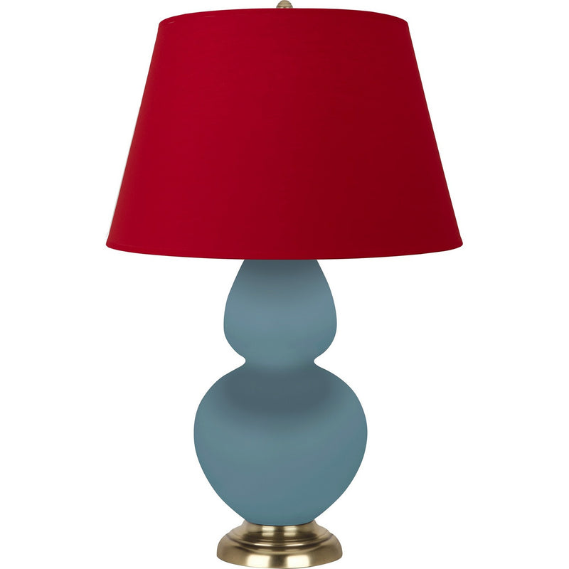 Robert Abbey MOB55R One Light Table Lamp, Matte Steel Blue Glazed Ceramic w/Antique Natural Brass
