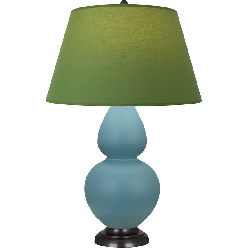 Robert Abbey MOB57G One Light Table Lamp, Matte Steel Blue Glazed Ceramic w/Deep Patina Bronze