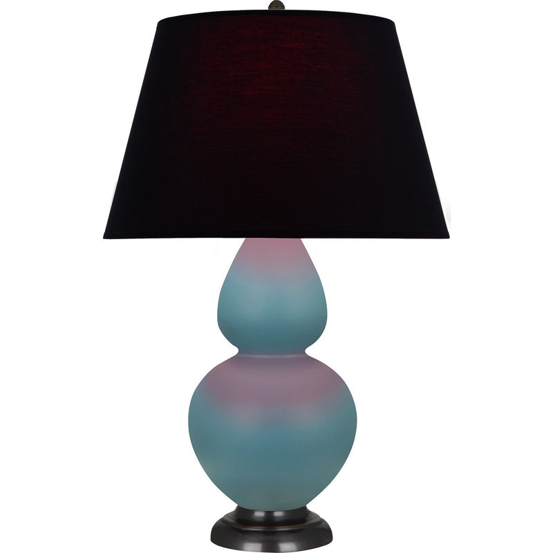 Robert Abbey MOB57K One Light Table Lamp, Matte Steel Blue Glazed Ceramic w/Deep Patina Bronze
