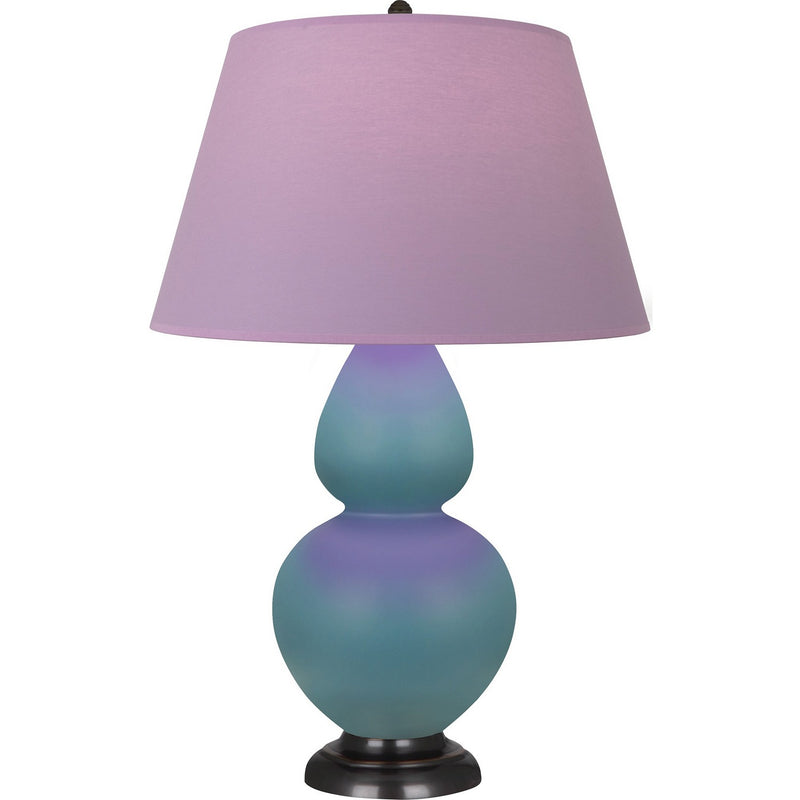 Robert Abbey MOB57L One Light Table Lamp, Matte Steel Blue Glazed Ceramic w/Deep Patina Bronze