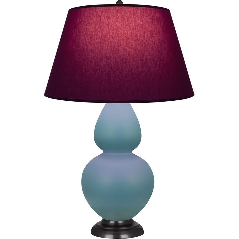 Robert Abbey MOB57P One Light Table Lamp, Matte Steel Blue Glazed Ceramic w/Deep Patina Bronze