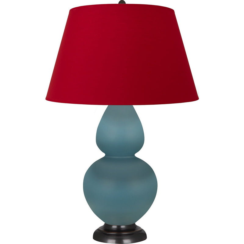 Robert Abbey MOB57R One Light Table Lamp, Matte Steel Blue Glazed Ceramic w/Deep Patina Bronze