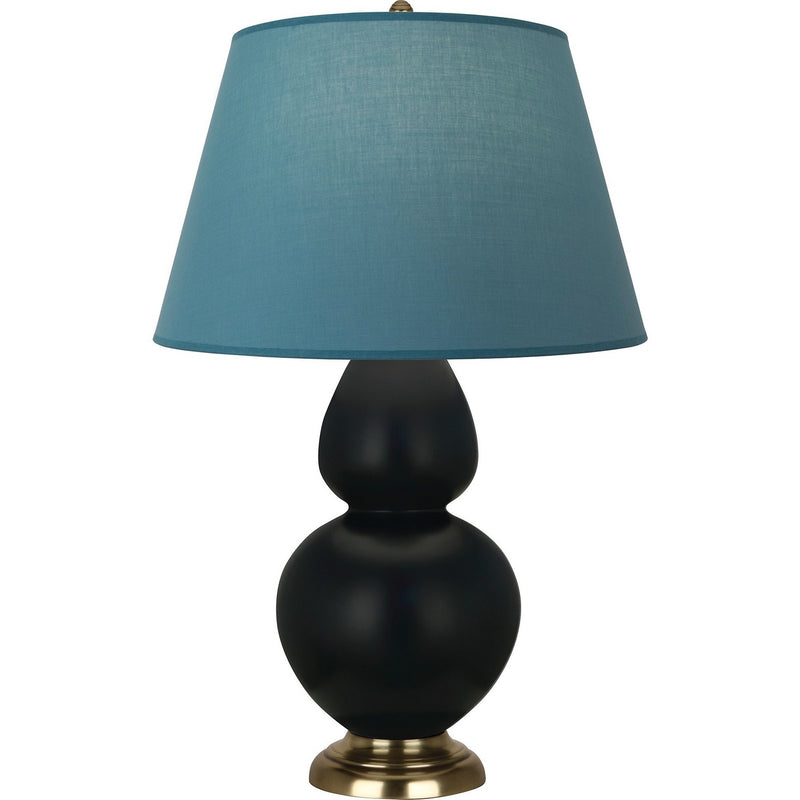 Robert Abbey MOS20B One Light Table Lamp, Matte Obsidian Glazed Ceramic w/Antique Natural Brass