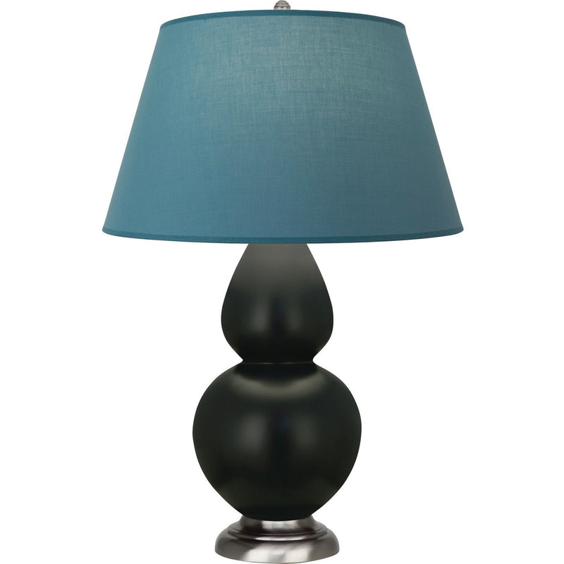 Robert Abbey MOS22B One Light Table Lamp, Matte Obsidian Glazed Ceramic w/Antique Silver