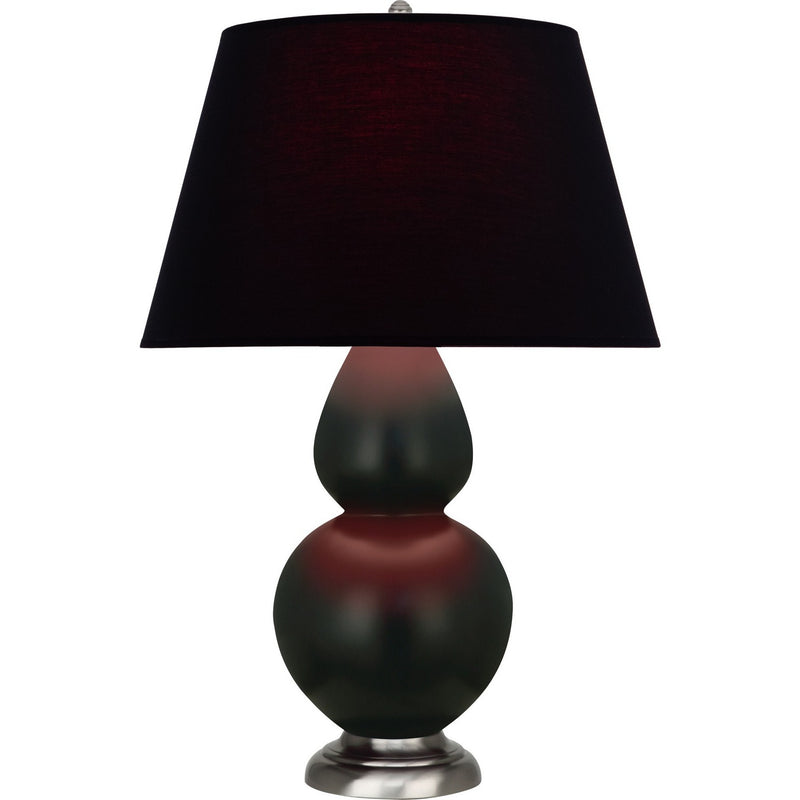 Robert Abbey MOS22K One Light Table Lamp, Matte Obsidian Glazed Ceramic w/Antique Silver